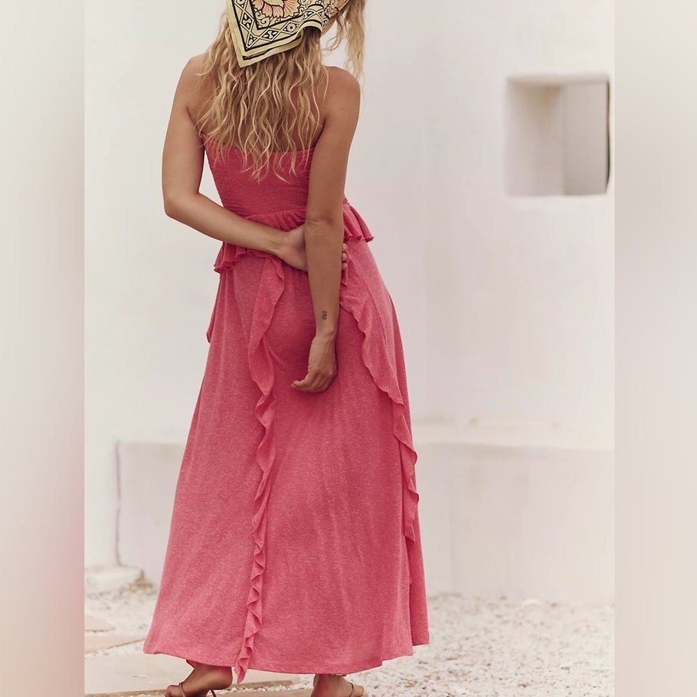 FREE PEOPLE Myra Maxi Dress Elegant Pink Ruffle Maxi Dress Small NWT - Picture 3 of 15